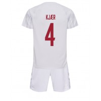 Dänemark Simon Kjaer #4 Fußballbekleidung Auswärtstrikot Kinder WM 2022 Kurzarm (+ kurze hosen)